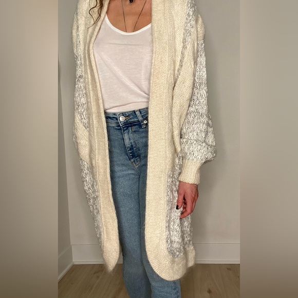 Amazing vintage mohair blend slouchy warm neutral cream coloured open cardigan - Picture 11 of 13